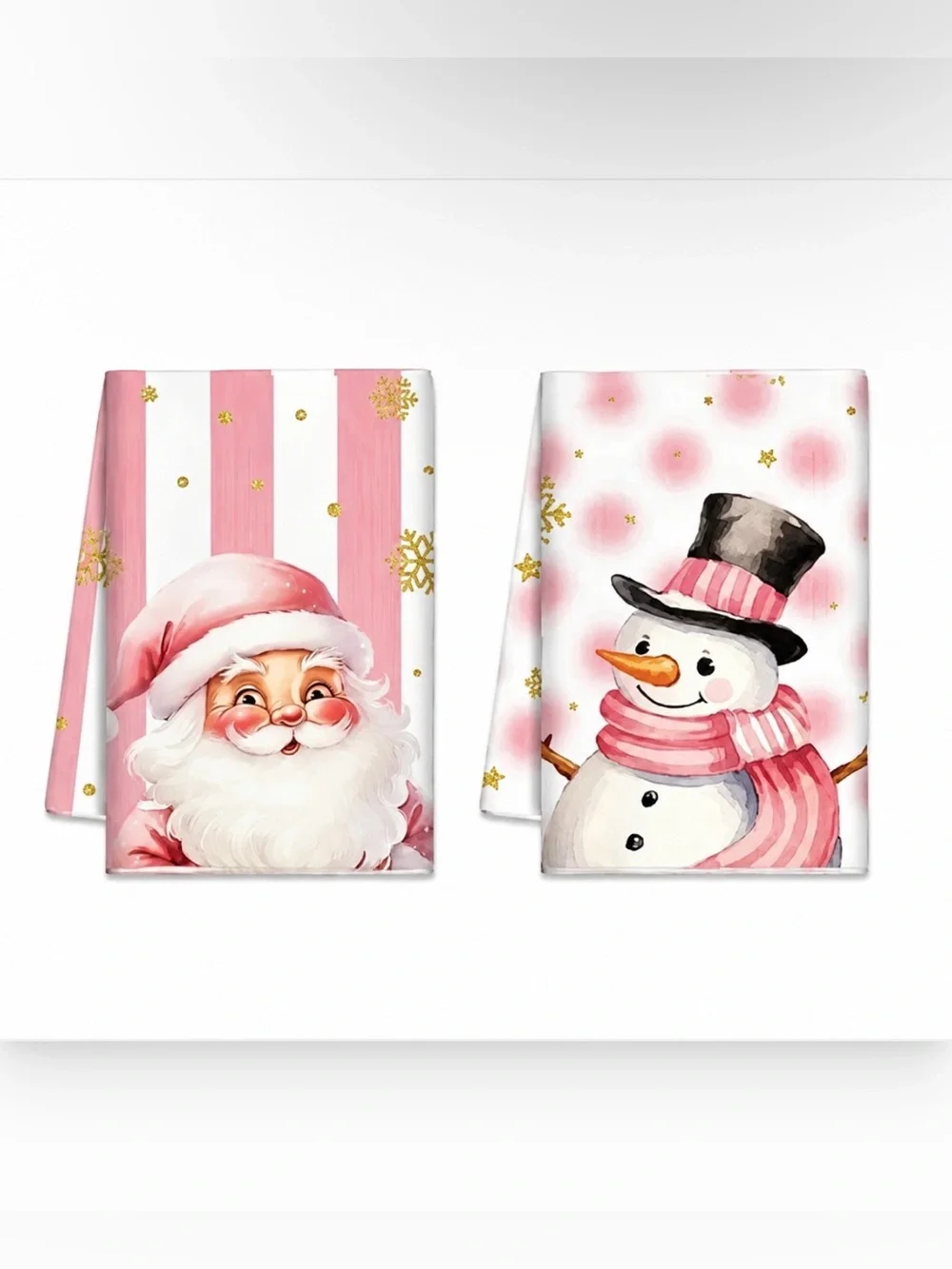 *BUY NOW* Pink Santa & Snowman Microfiber Towels - Set of 2